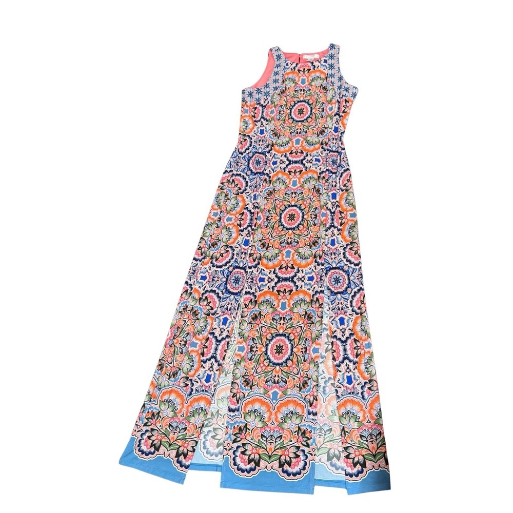 Women's Maxi Dress Size 8 Boho Sleeveless Colorful Spring Easter Vacation Beach